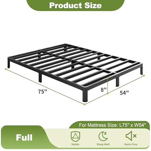Yicensen 9 Inch Full Bed Frame with Rounded Corner Legs, Heavy Duty Full Size Metal Platform Bed Frame No Box Spring Needed, Easy Assembly, Noise Free, Black - size: Full, style: 9 Inch