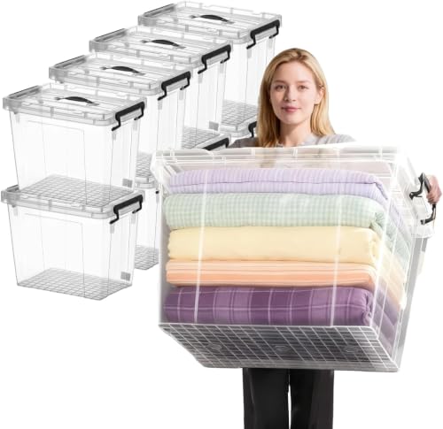 40 Pack 90 QT Plastic Storage Bins with Lids | Clear Stackable Bins with Secure Latches and Handles Heavy-Duty Storage Containers For Home Office and Garage Organization - size: 40×90Qt