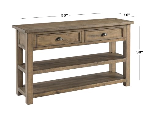 Martin Svensson Home Monterey Solid Wood Sofa Console Table, Natural | Farmhouse Style, Pine Wood, Two Drawers, Two Open Shelves for Storage - color: Reclaimed Natural