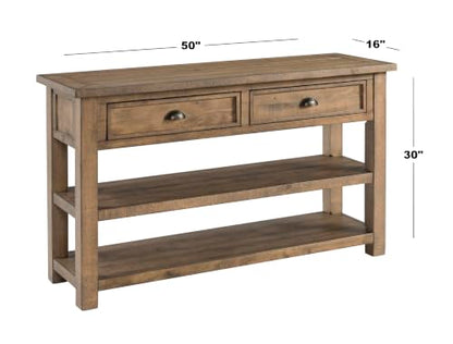 Martin Svensson Home Monterey Solid Wood Sofa Console Table, Natural | Farmhouse Style, Pine Wood, Two Drawers, Two Open Shelves for Storage - color: Reclaimed Natural