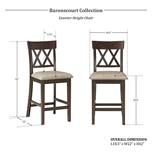 Lexicon Baronscourt 5-Piece Counter Height Dining Set (Cross Back), Dark Brown - color: Dark Brown, style: Cross Back Chair & Table