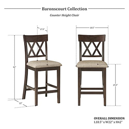 Lexicon Baronscourt 5-Piece Counter Height Dining Set (Cross Back), Dark Brown - color: Dark Brown, style: Cross Back Chair & Table