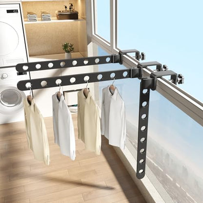 Foldable Drying Rack for Dorm, Laundry Drying Rack Collapsible with Clamp Design, Small Indoor Clothing Rack, No Drill, Space Saving, Suitable for RV, Balcony Railing, Door, Wardrobe, Bed Edges