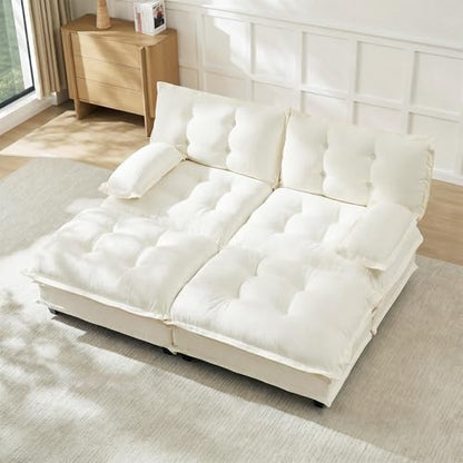 Deep Loveseat Couch with Ottomans,Modular Sectional 2 Seater Cloud Sofa with Ottoman,Tufted Chenille Double Chaise Sofas,Modern Lounger Couches for Living Room Small Spaces - color: Beige, size: 2+2