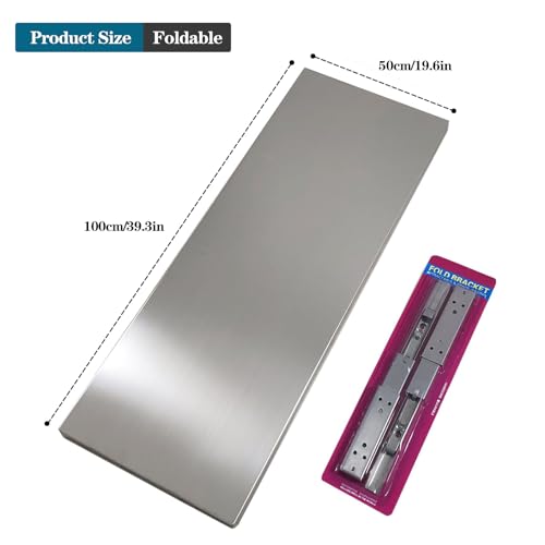 Wall Mounted Folding Table,304 Stainless Steel Wall Folding Desk,Floating Table for wall,Laundry Room Folding Table,Home Bars and Dining Establishments(100x40cm /39.4"x15.7")