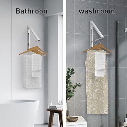 Wall Mounted Drying Rack Clothes Hanger Folding Wall Coat Racks Aluminum Home Storage Organiser Space Savers - color: Silver 1