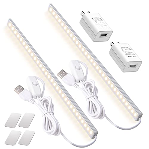 DWEPTU 2Pack LED Under Cabinet Light LED Light Bar with USB Powered Under Cabinet Lights for Closet Light Bar Under Counter Lighting Work Tables Student Dormitory (Include AC Plug) - color: Cool White