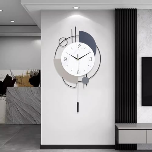 Dankeit Wall Clock, Silent Non-Ticking Quality Quartz Battery Operated with Pendulum, Large Wall Clock for Living Room Kitchen Home Bathroom Bedroom Wall Decor, 13x21.65inch(Black) - color: Black, size: 13x21.65inch