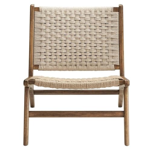 Modway Saoirse Woven Rope Wood Accent Lounge Chair in Walnut Natural - color: Walnut Natural