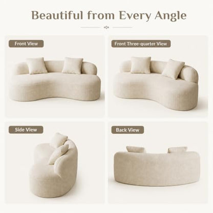 79" Curved Loveseat, Boneless Deep Seat Boucle Cloud Sofa, Brown | Curved boneless design, deep plush seating, soft boucle upholstery and 2 pillows deliver cloud-like comfort for living rooms. - color: Brrown