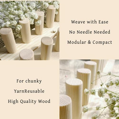 FOBEVTEF 46'' DIY Chunky Knit Blanket Loom, Wooden Loom Frame for DIY Throw Blankets, Adjustable Size Hand Knitting Kit | No Needles Required | Foldable & Portable | Beginner Friendly Yarn Craft - size: 46 inch