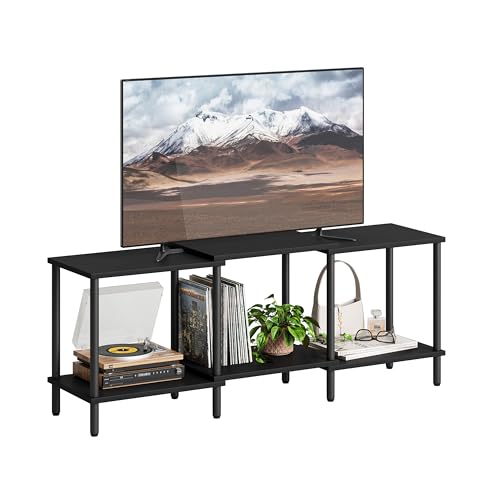 TV Stand, Entertainment Center, Industrial TV Media Console Table with Open Storage Shelves, 2 Tier TV Cabinet for Living Room, Bedroom LTS107BK - color: Black