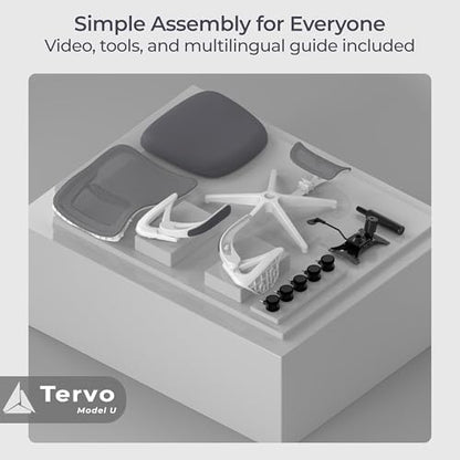 Tervo Model U | Folding Office Chair for Small Spaces | Ergonomic Design with High Rebound Mesh | Computer Desk Chair for Gaming | For Adults & Kids | Foldable & Compact with Flip Up Arms