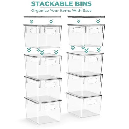 Sorbus Medium Plastic Storage Bins with Lids, Stackable, Toy, Clothes, Medicine, Makeup, Closet, Art Supply, Bathroom, Shoe, Toy Storage Organizer (8 Pack) - size: Medium, style: 8 Pack