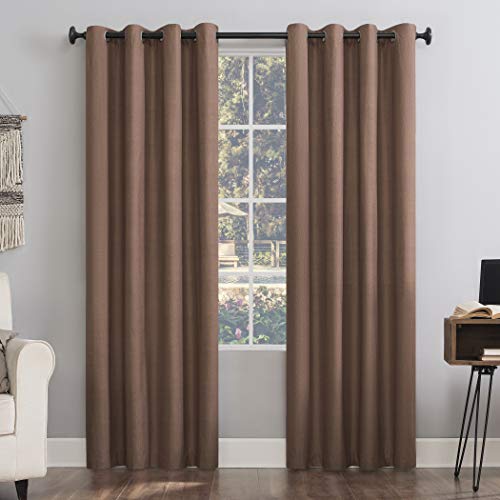 Sun Zero Columbia 2-Pack Thermal Energy Saving 100% Blackout Grommet Curtain Panel Pair, 50" x 63", Cedar - color: Cedar Orange, size: 50"W x 63"L (Pack of 2)