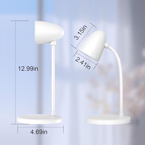 LED Desk Lamp for Home Office,Dimmable Table Lamp 3 Light Colors | Reading Light for Bedside Small Desk Lamp for College Dorm Room,Bedroom Desk Light,White - color: L33-White