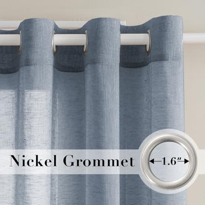 H.VERSAILTEX Linen Curtains Nickel Grommet Natural Linen Semi-Sheer Curtains 2 Panels Privacy Added Premium Soft Rich Material Drapes for Bedroom/Living Room - 52x54 - Inch - Denim - color: Denim, size: 52"W x 54"L (Pack of 2)