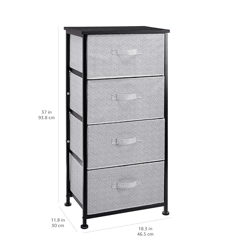 Amazon Basics Fabric 4-Drawer Storage Organizer Unit for Bedroom Closet, Black - color: Black