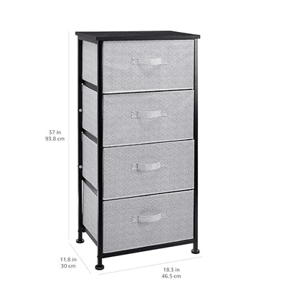 Amazon Basics Fabric 4-Drawer Storage Organizer Unit for Bedroom Closet, Black - color: Black
