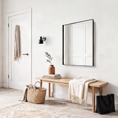 30x20 Black Bathroom Mirrors for Over Sink, Wall Mounted Bathroom Vanity Mirror, HD Distortion-Free Tempered Glass, Anti-Rust Brushed Matte Aluminum Alloy Frame, Horizontal or Vertical Hanging - size: 30"L x 20"W
