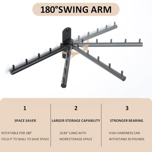 Mooche Swing Clothes Hanger Rack, Garment Racks 9.45" Long, Black-2Pack | 180°Rotation Laundry Drying Rack 304 Stainless Steel Space Saving Wall Mounted for Laundry Room Bedroom Balcony - color: Black, size: 2 Pack