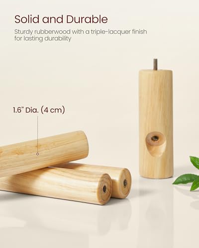 VASAGLE Solid Wood Coat Rack, Free Standing Hall Coat Tree with 8 Hooks, 3 Height Options, for Coats, Hats, Bags, Purses, for Entryway, Hallway, Rubberwood Hooks and Pole, Jelly Pink URCR010R01 - color: Jelly Pink, style: Square Base + Cylindrical Hooks