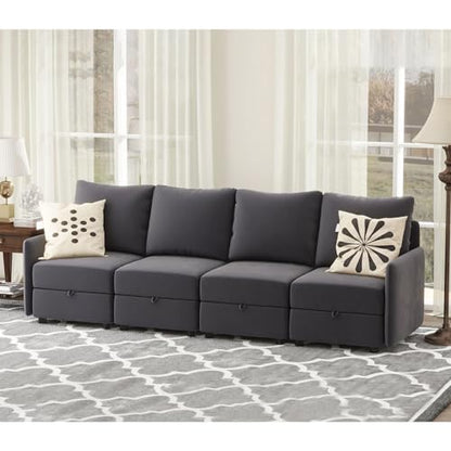 COMHOMA Convertible Sectional Sofa Couch Free Combination L/U Shaped Sofa with High Density Memory Foam Modular Oversized Cloud Couch for Living Room, Apartment and Small Space 4 Seaters - size: 4