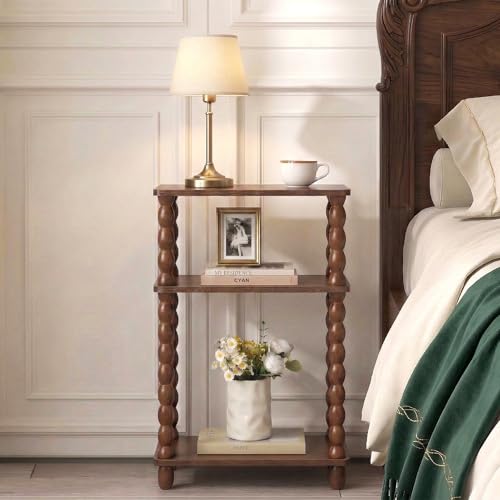 dreampossible Narrow Side Table 3-Tier, Skinny End Table with Solid Wood Legs for Small Spaces, Slim Console Table Nightstand for Living Room Bedroom Sofa Gap, Thin Bedside Table with Storage Shelf - size: Rectangle(7.9''x15.7''x24.7'')