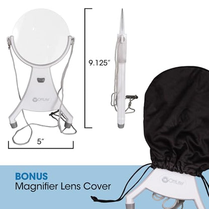 OttLite 4-Inch Hands-Free LED Magnifier, White | 1.5x Optical Acrylic Lens | 4.25x Spot Viewer | LED Illuminated | Adjustable Neck Cord
