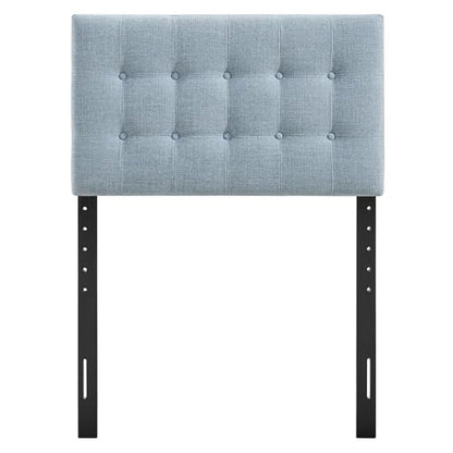 Modway Emily Twin Size Fabric Headboard in Sky Blue - Linen-Like Upholstery with Button Tufting and 7 Adjustable Height Positions - color: Sky Blue, size: Twin
