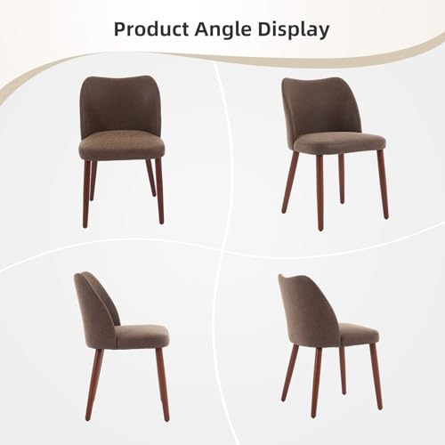 GarveeHome Leather Dining Chairs Set of 4 Upholstered PU Dining Chair with Wood Legs, Wing Backrest, Wooden Kitchen Chairs with Thick Cushions, Leveling Feet for Dining Room, Living Room, Taupe - color: Taupe Pu