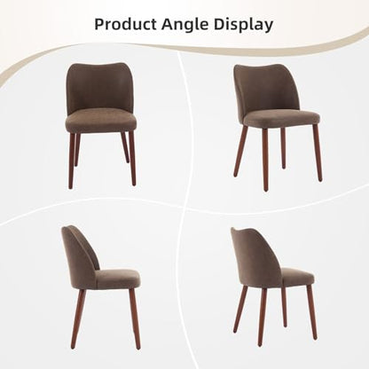 GarveeHome Leather Dining Chairs Set of 4 Upholstered PU Dining Chair with Wood Legs, Wing Backrest, Wooden Kitchen Chairs with Thick Cushions, Leveling Feet for Dining Room, Living Room, Taupe - color: Taupe Pu