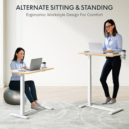 FLEXISPOT H7 28" Pneumatic Height-Adjustable Overbed Table with Wheels | C-shaped bedside table TV Tray,Medical End Side Table,Laptop desk for Hospital Home office use,27.6"Wx15.7"D,White Maple - color: White Maple, size: Small