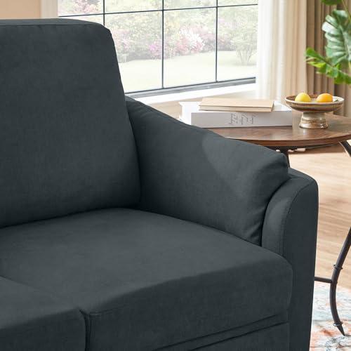 59" Loveseat Sofa, Mid Century Modern Love Seat with Back Cushions, 2-Seat Small Sofa Couch for Living Room Bedroom Small Spaces, Dark Grey - color: Dark Grey, size: Loveseat Sofa