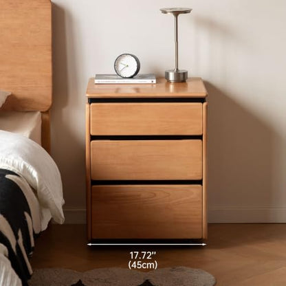100% Solid Wood Swivel Lift Top Nightstand with Wheels, Rolling Side Table with 3 Drawers, No Assembly Mobile End Table Small Spaces, for Bedroom, Living Room - color: Natural, size: 1 pc(15.75"D x 17.72"W x 23.62"H)