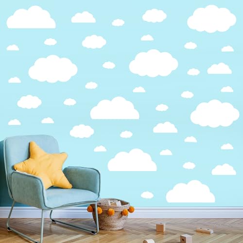 AOWDIAO Cloud Wall Decals - 40 Peel and Stick Clouds Stickers - Assorted Shapes and Sizes for Nursery, Bedroom, Classroom Decor - style: Cloud