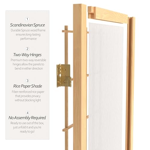 2 ft. Short Desktop Window Pane Shoji Screen - Natural - 3 Panels - color: Natural, size: 3 Panel