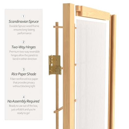 2 ft. Short Desktop Window Pane Shoji Screen - Natural - 3 Panels - color: Natural, size: 3 Panel