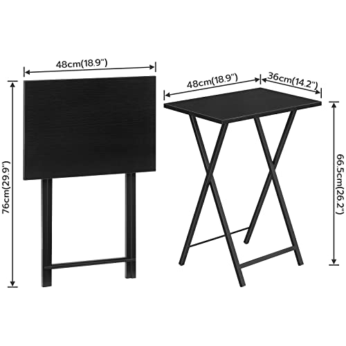 HOOBRO Folding TV Tray Tables, Set of 2 Side Tables for Small Space, Industrial Snack Desk for Eating at Couch, Stable Metal Frame, Easy Assembly, Space Saving, Black BK25BZ01 - color: Black