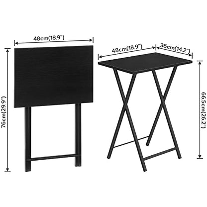 HOOBRO Folding TV Tray Tables, Set of 2 Side Tables for Small Space, Industrial Snack Desk for Eating at Couch, Stable Metal Frame, Easy Assembly, Space Saving, Black BK25BZ01 - color: Black