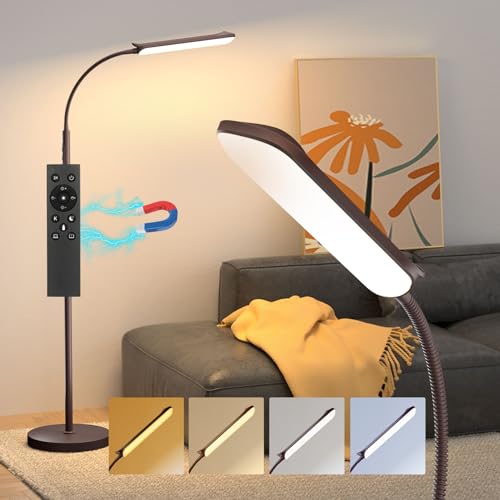 Aisutha LED Floor Lamp, 18W Super Bright Floor Lamp for Living Room, Adjustable Stepless Colors & Brightness Standing Lamp, Eye Caring Reading Light with Remote& Touch Control for Bedroom Office - color: Brown