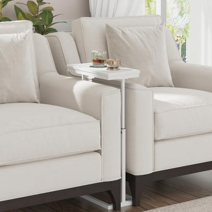 TUTOTAK End Table with Charging Station, Side Table, Tall Couch Table | Sofa Table, for living Room, Bedroom, White TB01BW084 - color: White, size: 1 Pack, style: With Plug
