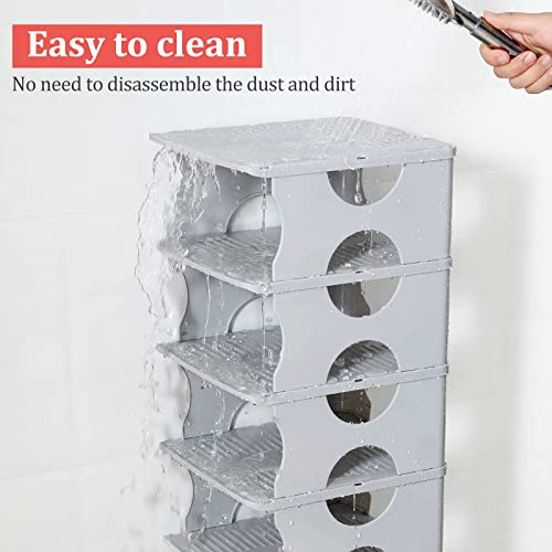 6-Tier Shoe Rack, Stackable Storage Organizer for Bedroom Entry, Adjustable Rack, Shoe Slots Shelf, Easy Tower Rack, Grey - color: Grey