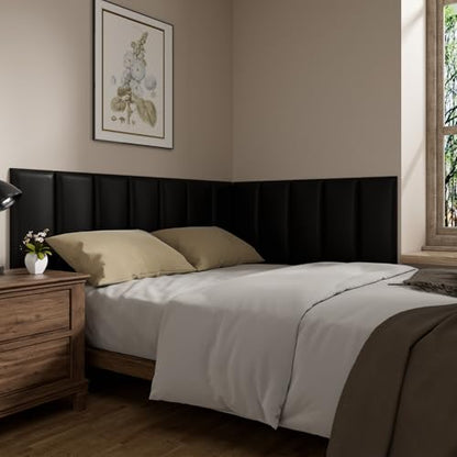 Twin Headboards, Self-Adhesive 3D Panels, Upholstered Wall Panels for Bedroom/Living Room (6 Pieces 9.84 in x 23.6 in) - color: Black, size: 6 PCS, style: Twin