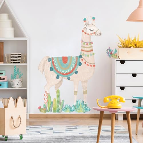 RoomMates RMK3839GM Watercolor Llama Peel and Stick Giant Wall Decals - style: Giant