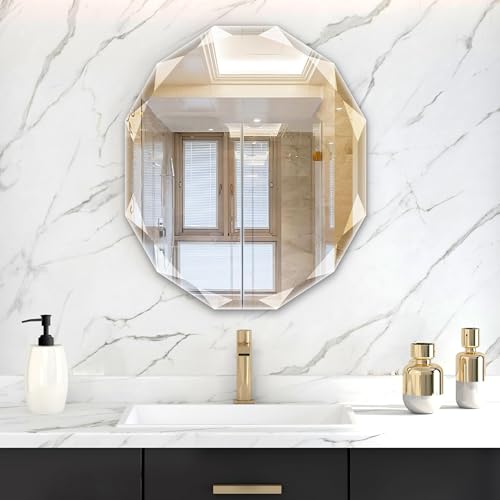 23.5x27.5 Inch Bathroom Mirrors for Over Sink, Round Frameless Mirror | Beveled Bathroom Mirror, Bathroom Vanity Circle Mirror for Bedroom Living Room Entryway Home Decor - color: Round, size: 27.5"L x 23.5"W