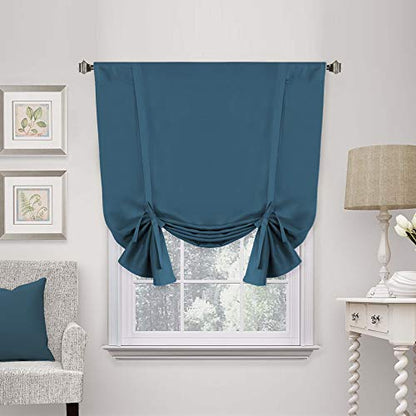 H.VERSAILTEX Balloon Shade Blackout Curtain Adjustable Thermal Insulated Tie Up Curtain Panel for Bathroom (Rod Pocket Panel, 42 inches W x 63 inches L, Dark Teal) - color: Dark Teal
