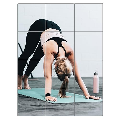 Home Gym Mirror Tiles, 10" x 10" x 12PCS Wall Mirror Tiles Frameless Glass | Square Workout Mirror Tiles for Garage, Bedroom, Living Room, Over The Door, Frameless Mirror Sets - size: 10"x10"-12pcs