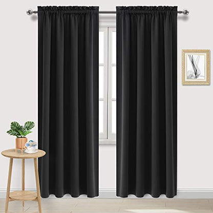 DWCN Blackout Curtains for Bedroom Living Room 52 x 95 Inch Long Black | 2 Panels Set, Room Darkening, Thermal Insulated, Light Blocking, Rod Pocket Drapes, Noise Reducing Window Treatments - color: Black, size: 52"W x 95"L (Pack of 2)