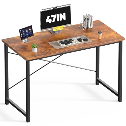 DUMOS 47 Inch Small Computer Desk, Gaming Desks for Home Office Bedroom | Modern Study Writing Work Table, Craft PC Desk Simple Workstation with Reinforcement Structure, Modern Rustic Brown - color: Modern Rustic Brown, size: 47 Inch-1 Pack